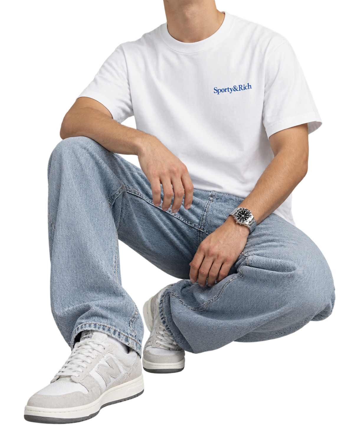 Health is Wealth T-Shirt - White/Azure