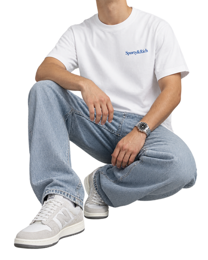 Health is Wealth T-Shirt - White/Azure