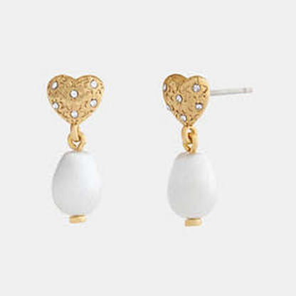 Heart Pearl Drop Earrings