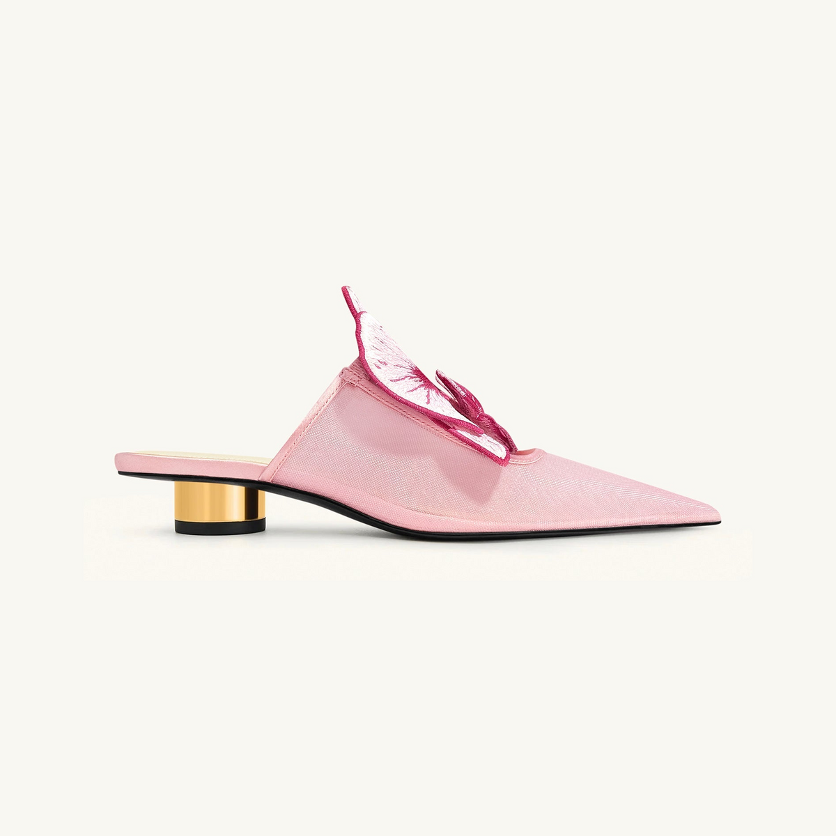 Helena Embroidery Decoration Pierced Mules - Pink