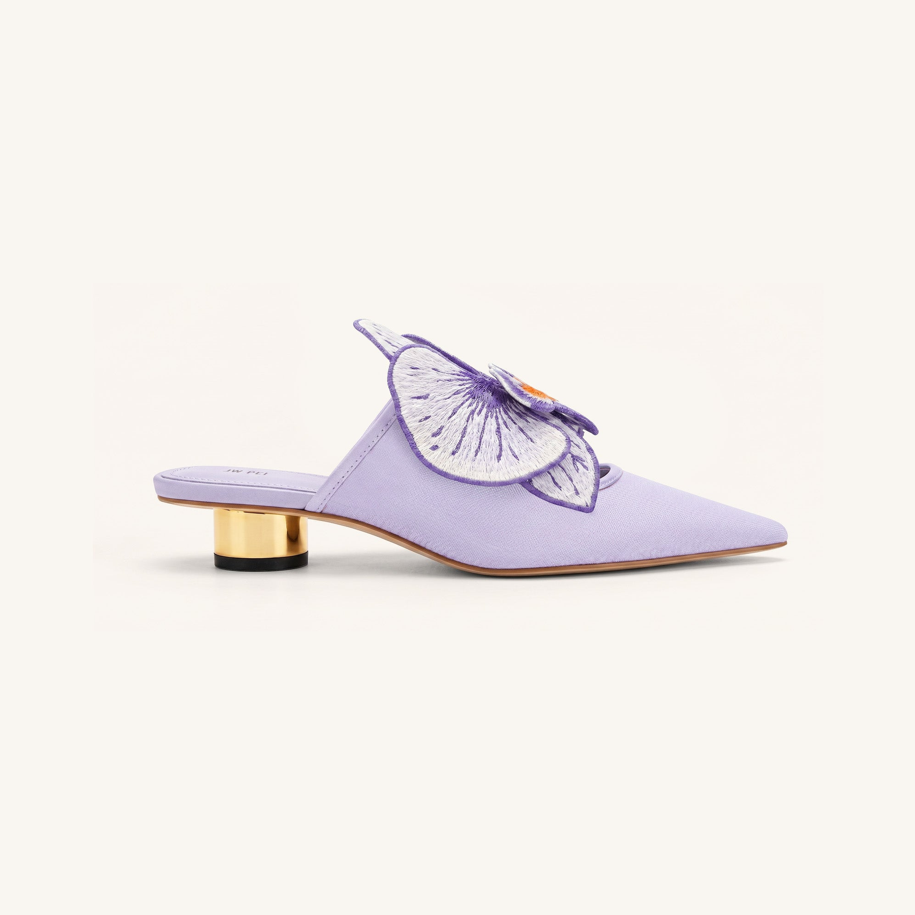 Helena Embroidery Decoration Pierced Mules - Purple