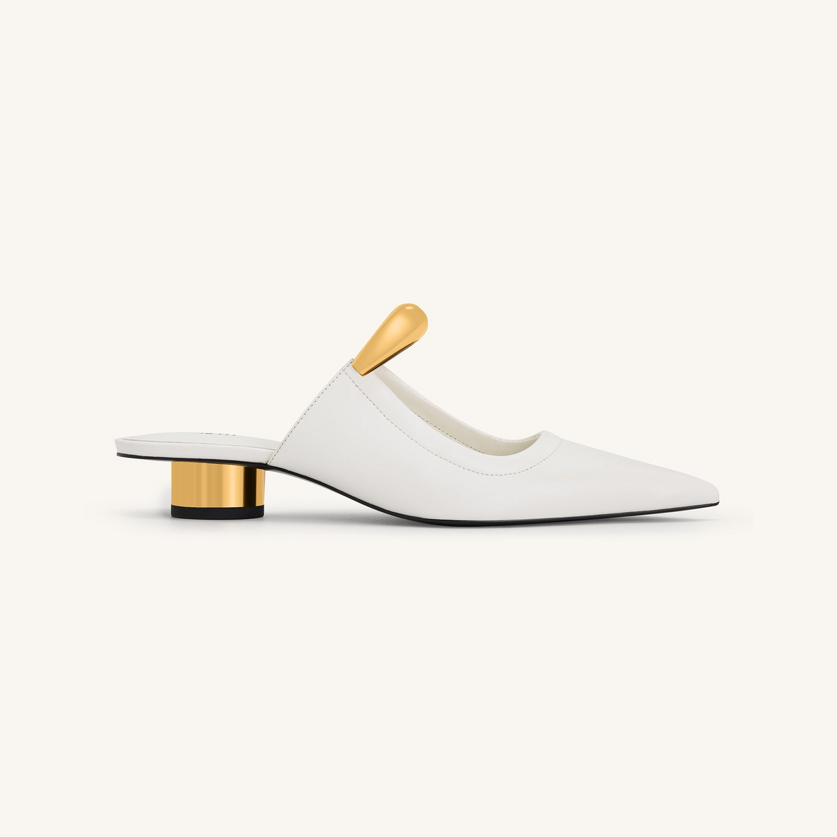Helena Pierced Mules - White