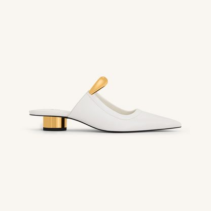 Helena Pierced Mules - White