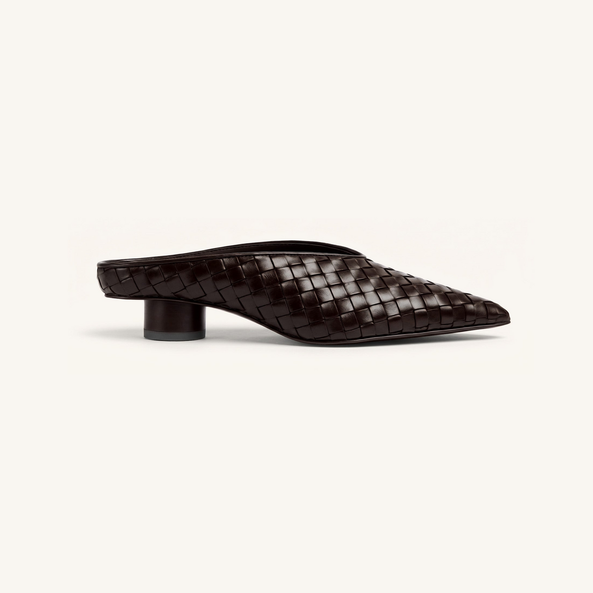 Helena Woven Textured Pointed Toe Mules - Burgundy