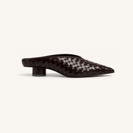 Helena Woven Textured Pointed Toe Mules - Burgundy