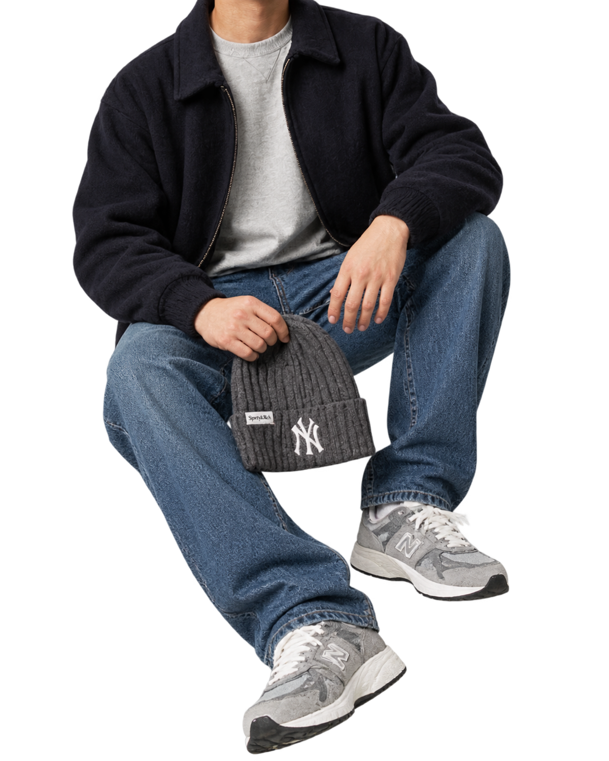 Heritage Yankees Serif Cashmere Beanie - Dark Grey/White