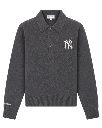 Heritage Yankees Serif Cashmere Polo - Dark Grey/White