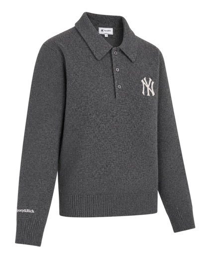 Heritage Yankees Serif Cashmere Polo - Dark Grey/White