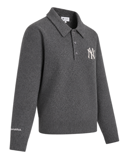 Heritage Yankees Serif Cashmere Polo - Dark Grey/White
