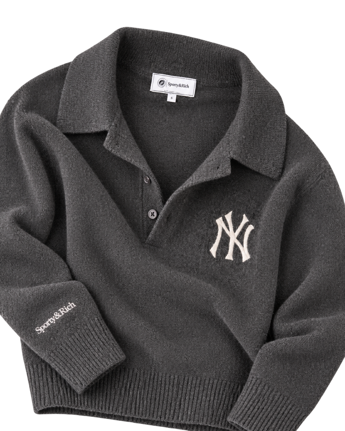 Heritage Yankees Serif Cashmere Polo - Dark Grey/White