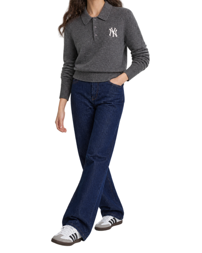 Heritage Yankees Serif Cashmere Polo - Dark Grey/White