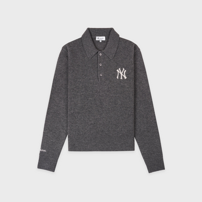 Heritage Yankees Serif Cashmere Polo - Dark Grey/White