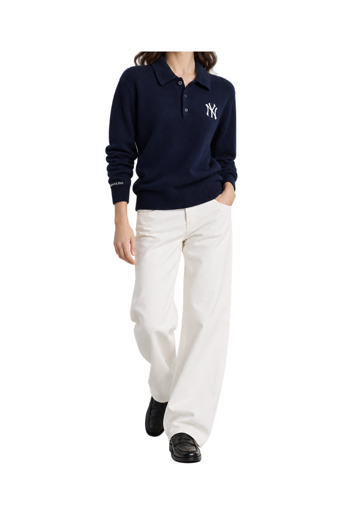 Heritage Yankees Serif Cashmere Polo - Navy/White
