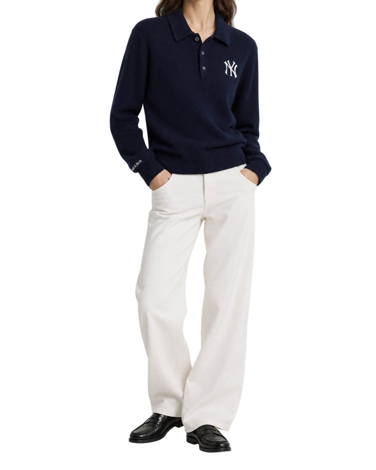 Heritage Yankees Serif Cashmere Polo - Navy/White
