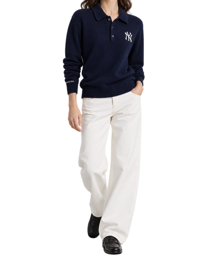 Heritage Yankees Serif Cashmere Polo - Navy/White