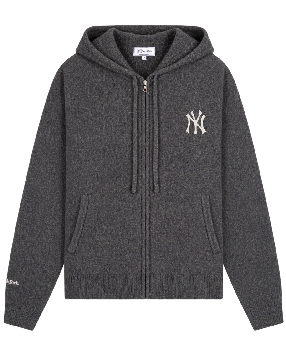 Heritage Yankees Serif Cashmere Zip Hoodie - Dark Grey/White