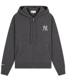 Heritage Yankees Serif Cashmere Zip Hoodie - Dark Grey/White