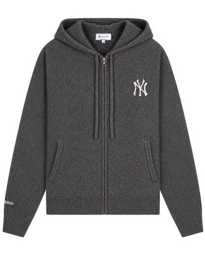 Heritage Yankees Serif Cashmere Zip Hoodie - Dark Grey/White