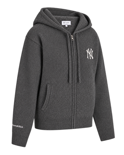 Heritage Yankees Serif Cashmere Zip Hoodie - Dark Grey/White