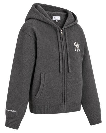 Heritage Yankees Serif Cashmere Zip Hoodie - Dark Grey/White