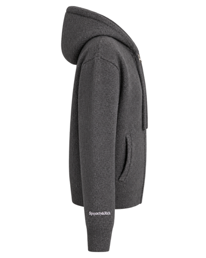 Heritage Yankees Serif Cashmere Zip Hoodie - Dark Grey/White