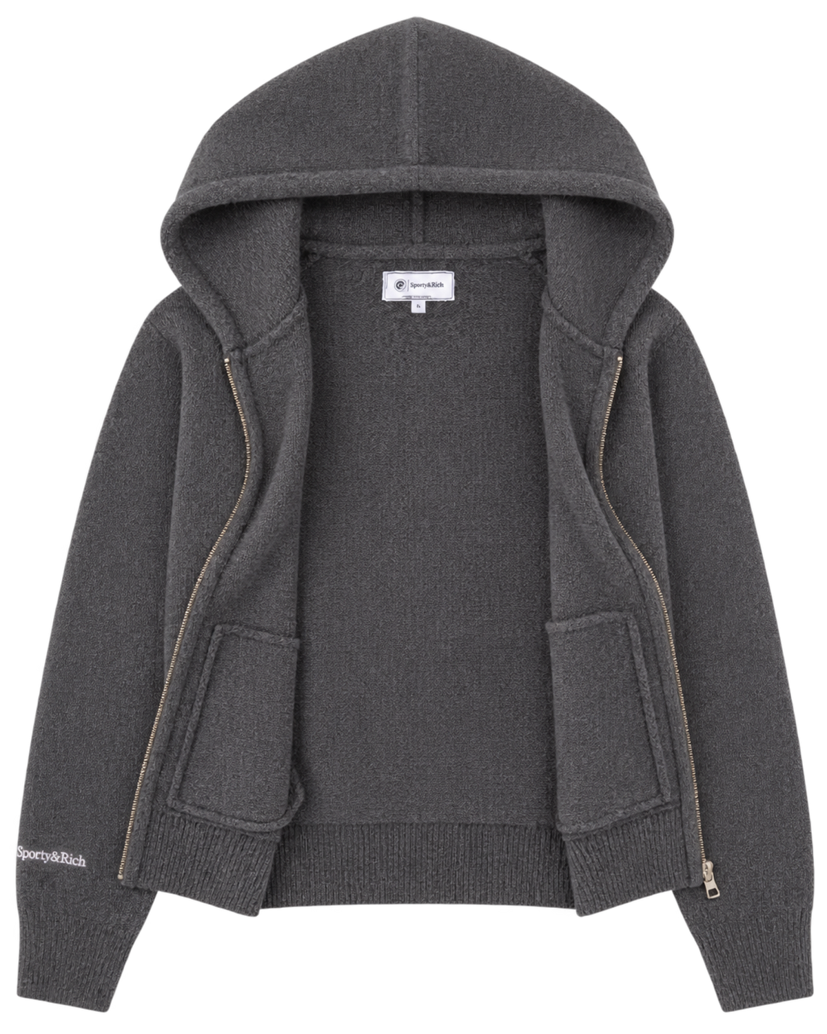 Heritage Yankees Serif Cashmere Zip Hoodie - Dark Grey/White