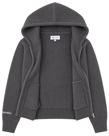 Heritage Yankees Serif Cashmere Zip Hoodie - Dark Grey/White