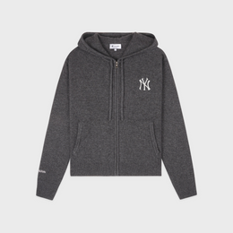 Heritage Yankees Serif Cashmere Zip Hoodie - Dark Grey/White