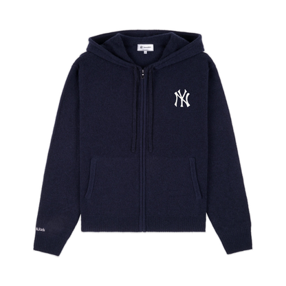 Heritage Yankees Serif Cashmere Zip Hoodie - Navy/White
