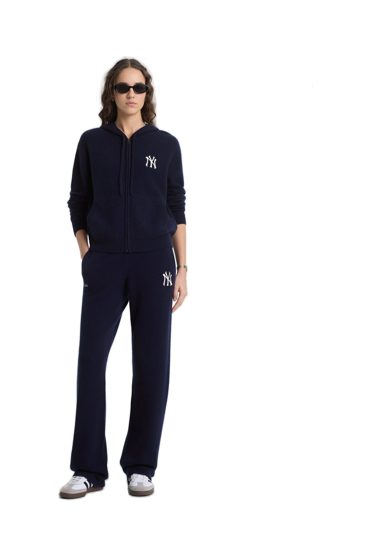Heritage Yankees Serif Cashmere Zip Hoodie - Navy/White