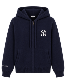 Heritage Yankees Serif Cashmere Zip Hoodie - Navy/White