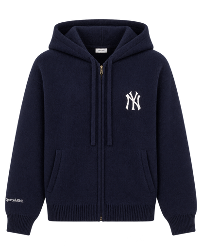 Heritage Yankees Serif Cashmere Zip Hoodie - Navy/White