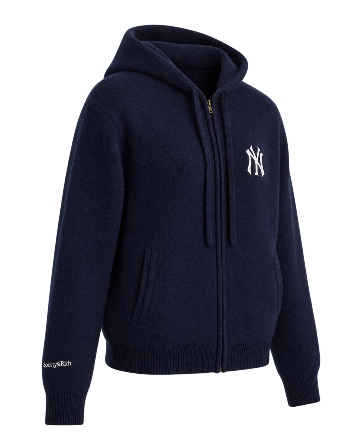 Heritage Yankees Serif Cashmere Zip Hoodie - Navy/White