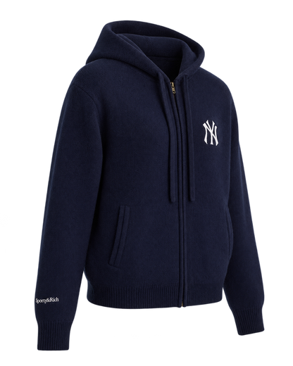Heritage Yankees Serif Cashmere Zip Hoodie - Navy/White