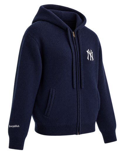 Heritage Yankees Serif Cashmere Zip Hoodie - Navy/White