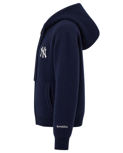 Heritage Yankees Serif Cashmere Zip Hoodie - Navy/White