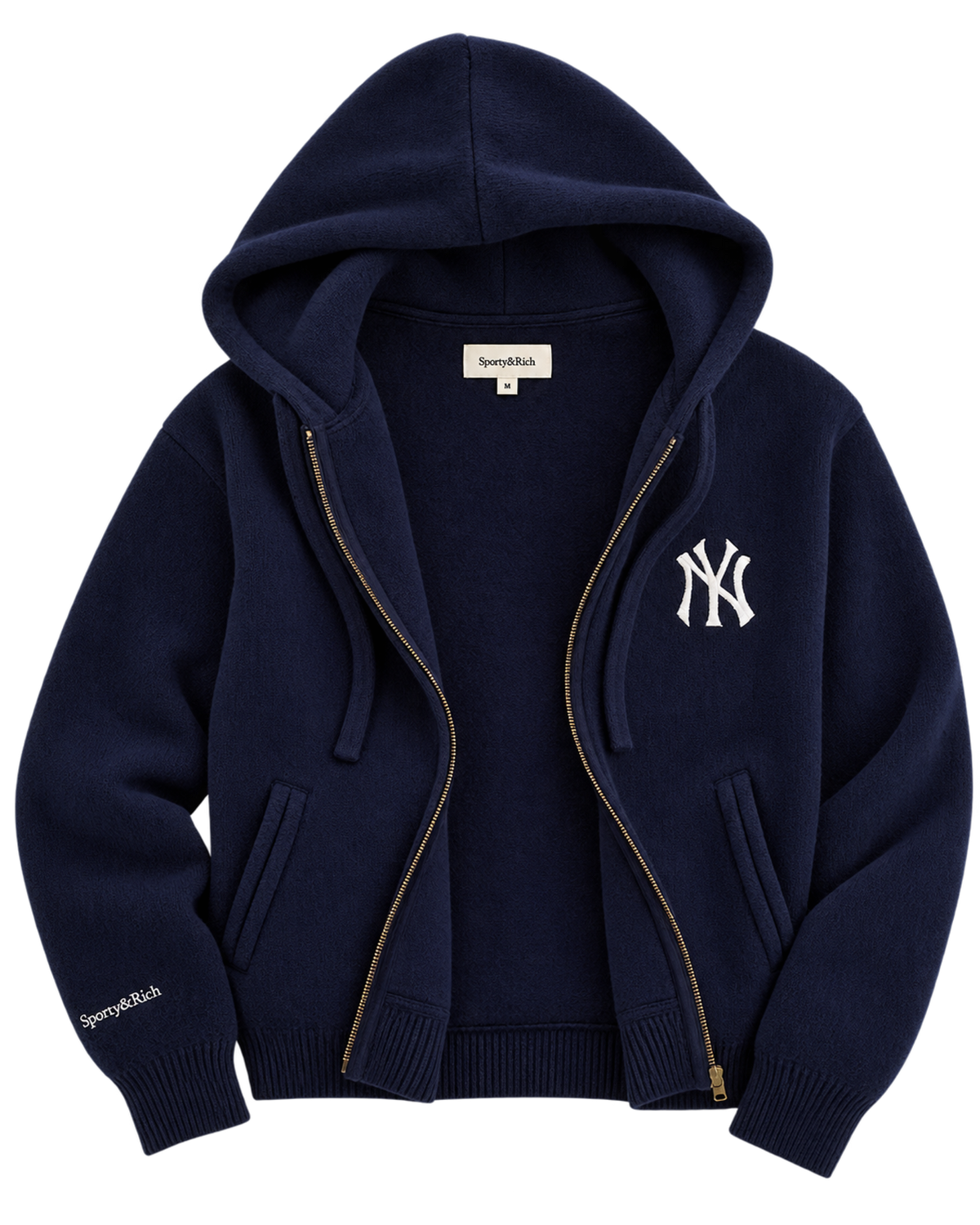 Heritage Yankees Serif Cashmere Zip Hoodie - Navy/White
