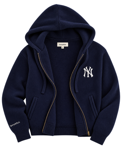 Heritage Yankees Serif Cashmere Zip Hoodie - Navy/White