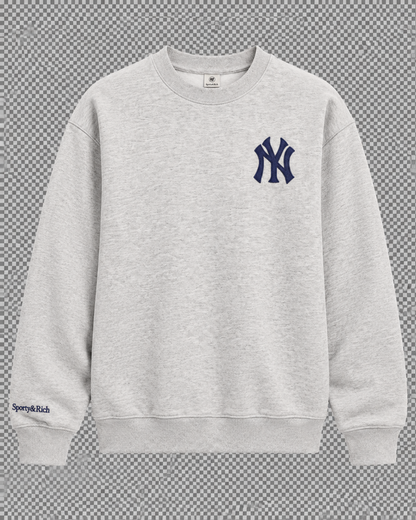 Heritage Yankees Serif Crewneck - Heather Gray/Navy