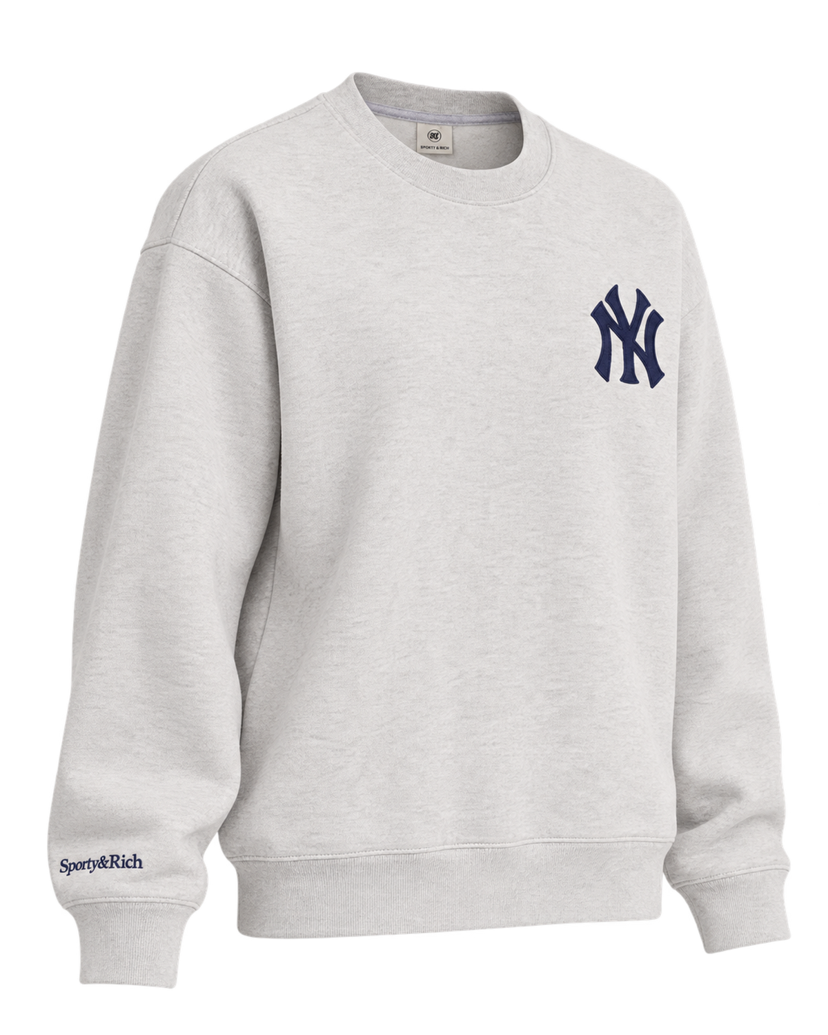 Heritage Yankees Serif Crewneck - Heather Gray/Navy