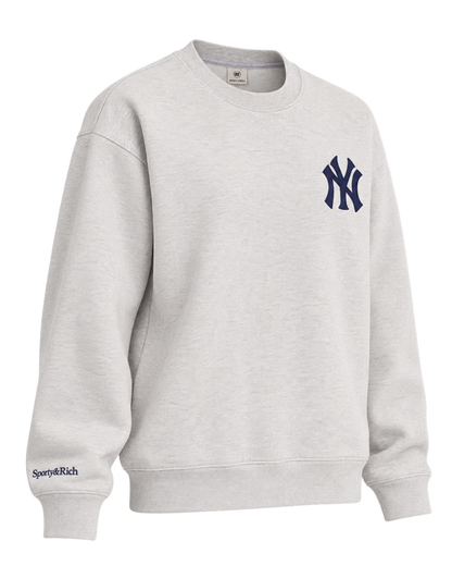 Heritage Yankees Serif Crewneck - Heather Gray/Navy