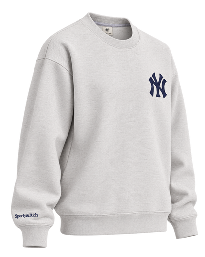 Heritage Yankees Serif Crewneck - Heather Gray/Navy