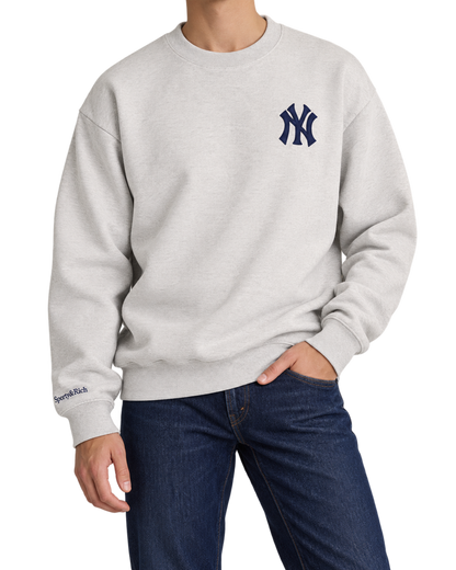 Heritage Yankees Serif Crewneck - Heather Gray/Navy