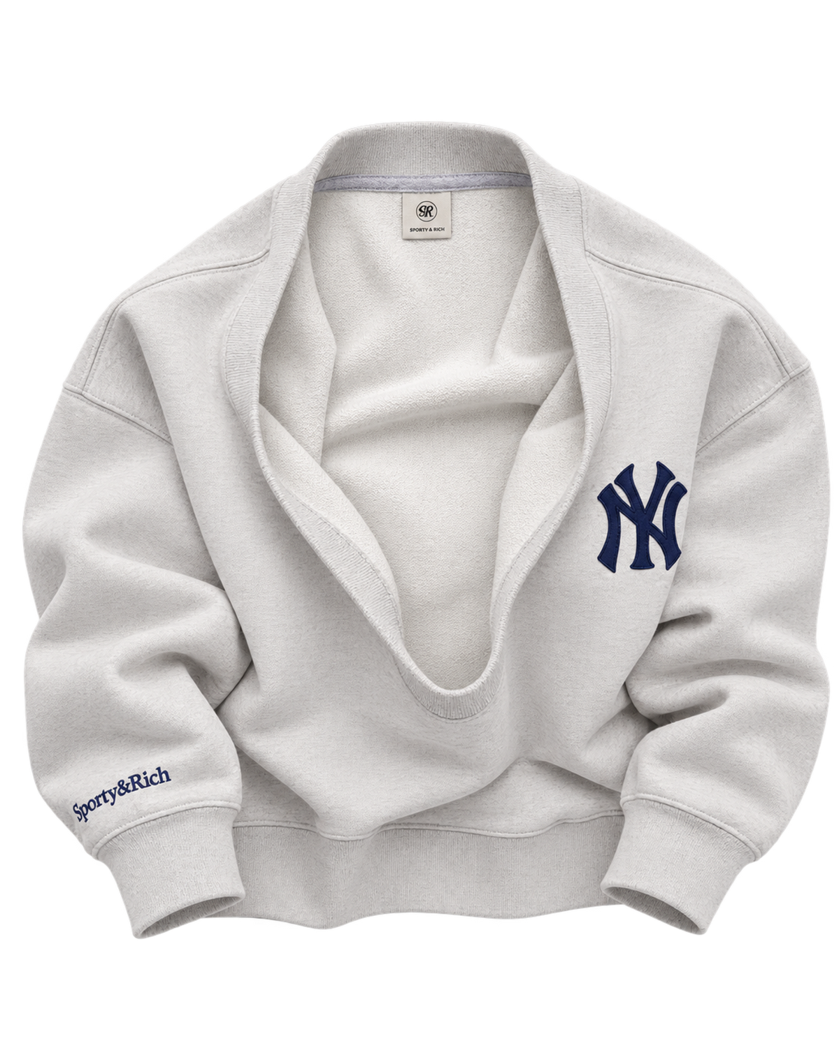 Heritage Yankees Serif Crewneck - Heather Gray/Navy