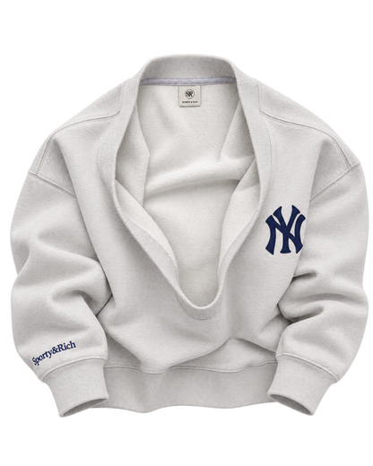 Heritage Yankees Serif Crewneck - Heather Gray/Navy