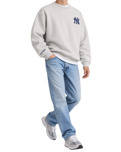 Heritage Yankees Serif Crewneck - Heather Gray/Navy