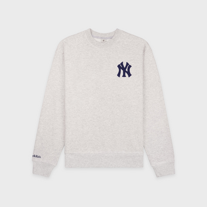 Heritage Yankees Serif Crewneck - Heather Gray/Navy
