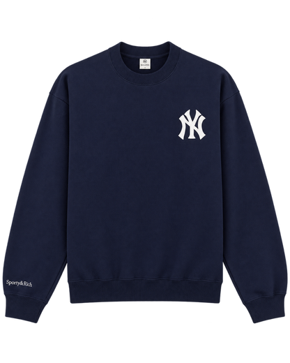 Heritage Yankees Serif Crewneck - Navy/White