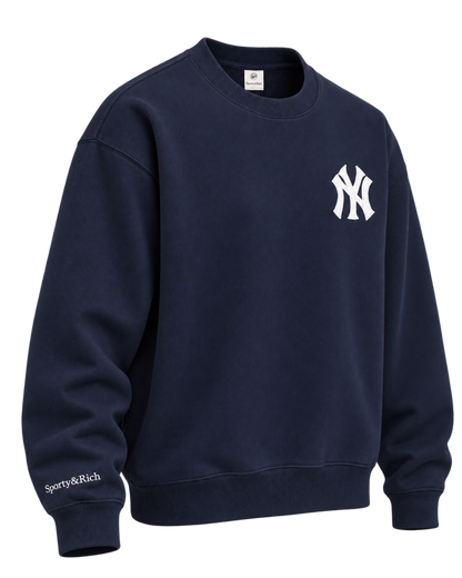 Heritage Yankees Serif Crewneck - Navy/White