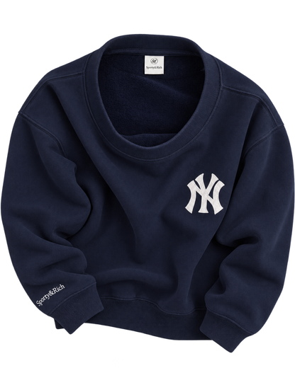 Heritage Yankees Serif Crewneck - Navy/White